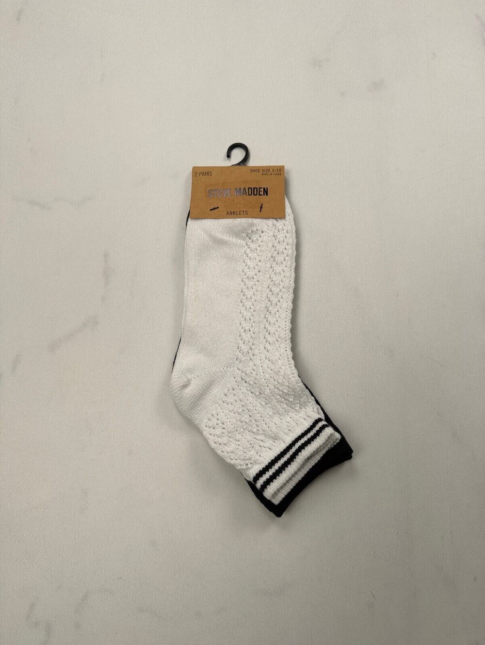 Steve Madden Anklets Socks White Black Modern Classic Closet Staple - 5 - 10